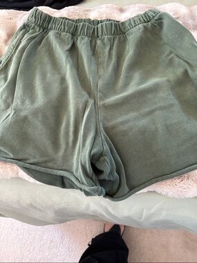 aerie Olive Green Elastic-Waist Athletic Shorts